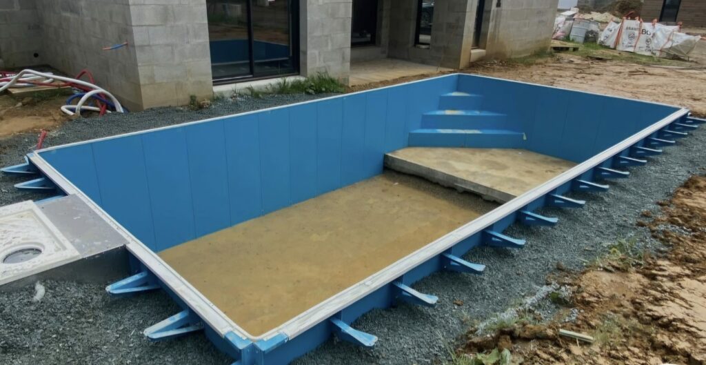 Piscine sur mesure Aquinox GALEO avec escalier intégré 